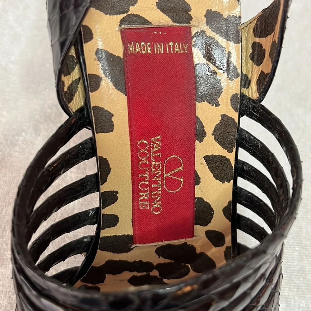 Valentino Snakeskin Black Ankle Strap Sandals - Picture 5 of 6